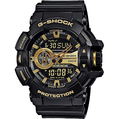 CASIO卡西歐 G-SHOCK 金屬系雙顯手錶 新春送禮-經典黑金 GA-400GB-1A9