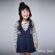 Mini Jule 童裝-洋裝 條紋假兩件吊帶長袖洋裝(藍) product thumbnail 1
