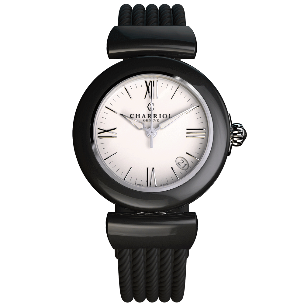 CHARRIOL夏利豪 AEL天使系列陶瓷腕錶-黑33mm
