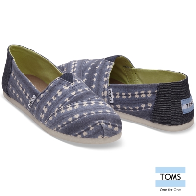 TOMS 條紋蠟染帆布懶人鞋-女款