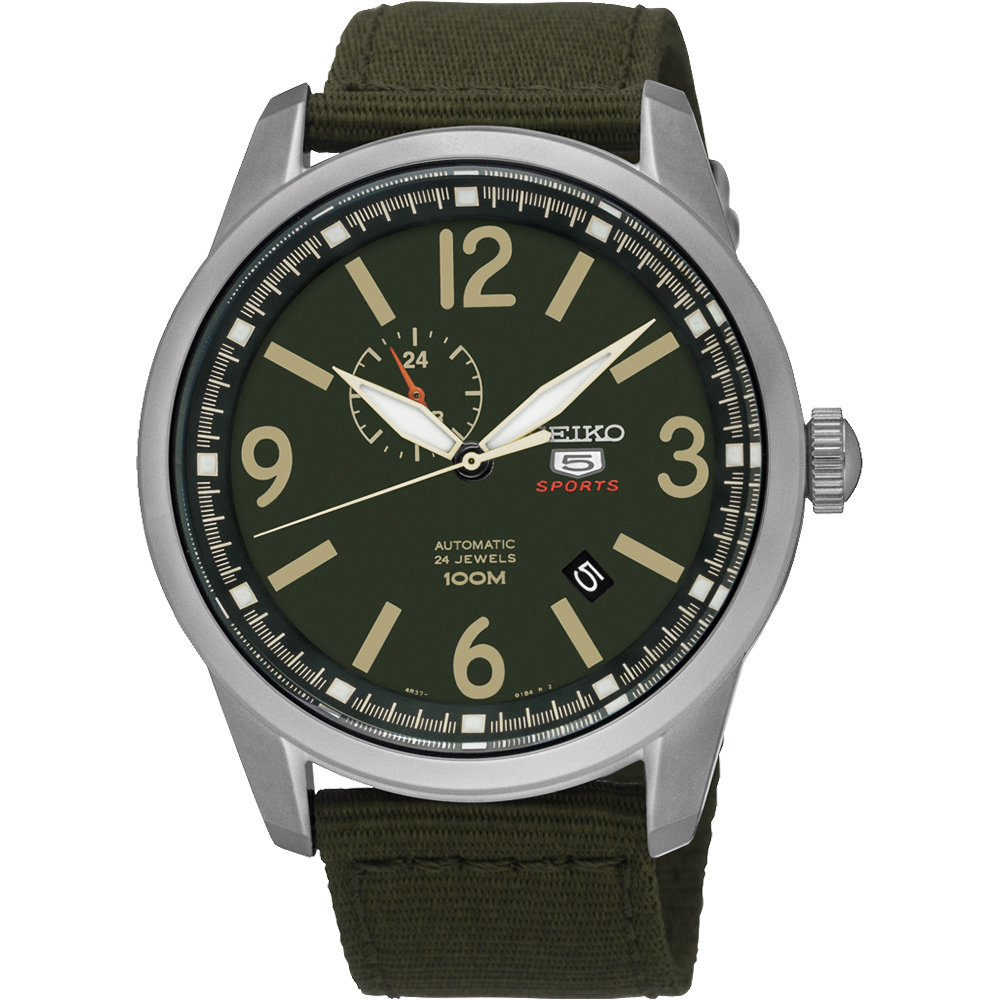 SEIKO 精工5號盾牌24石紳士風機械腕錶(SSA299J1)-軍綠/42mm