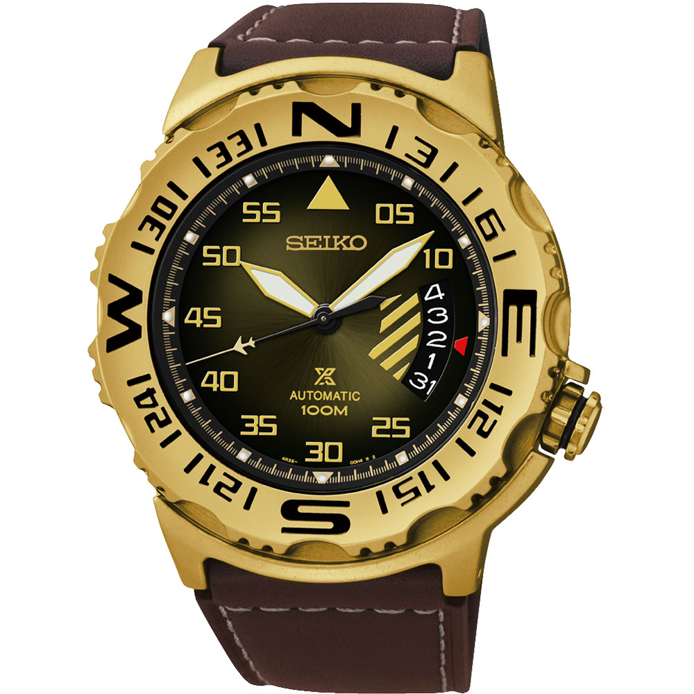 SEIKO PROSPEX 開創者時尚機械腕錶(SRP580J1)-金框x咖啡/45mm