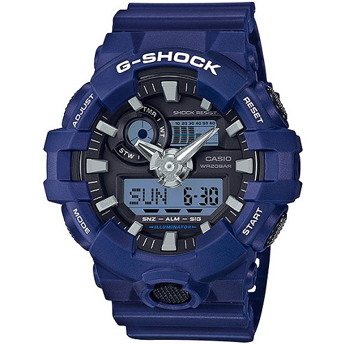 G-SHOCK GA-700全新色系經典百搭雙顯錶(GA-700-2A)-藍/53.4mm