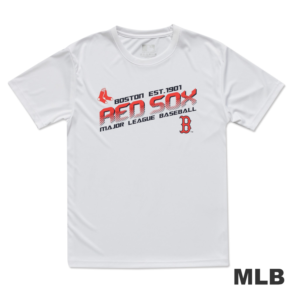 MLB-波士頓紅襪隊造形文字快排短袖T恤-白(男)