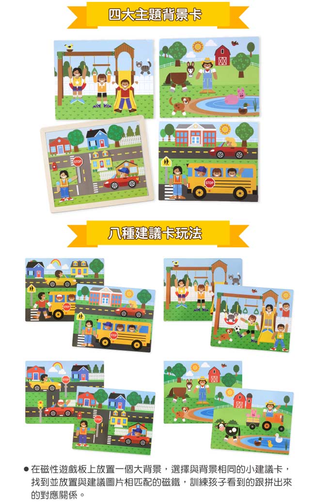 美國瑪莉莎 Melissa & Doug 益智遊戲 - 木質磁鐵貼場景創作遊戲板