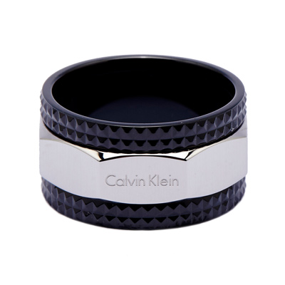 CK Calvin Klein 酷黑x銀色款自我個性風戒指