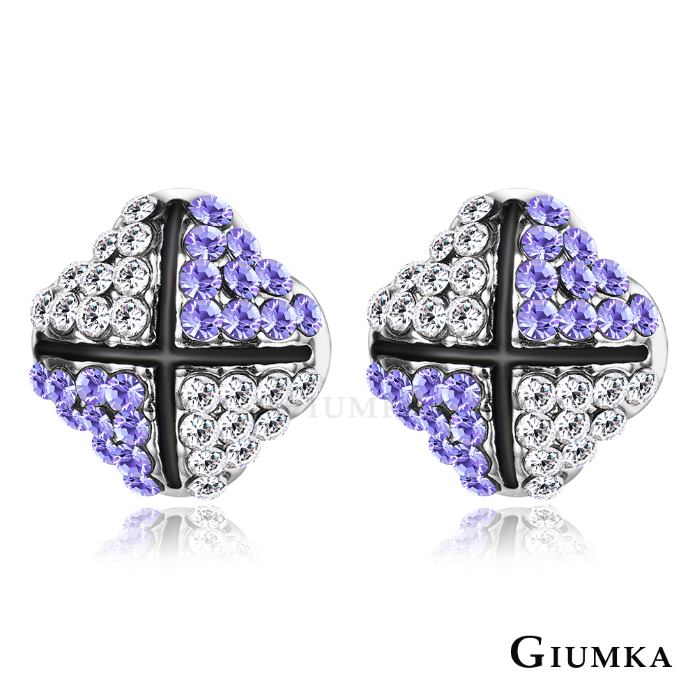 GIUMKA 綻放花蕾 水晶耳環-紫