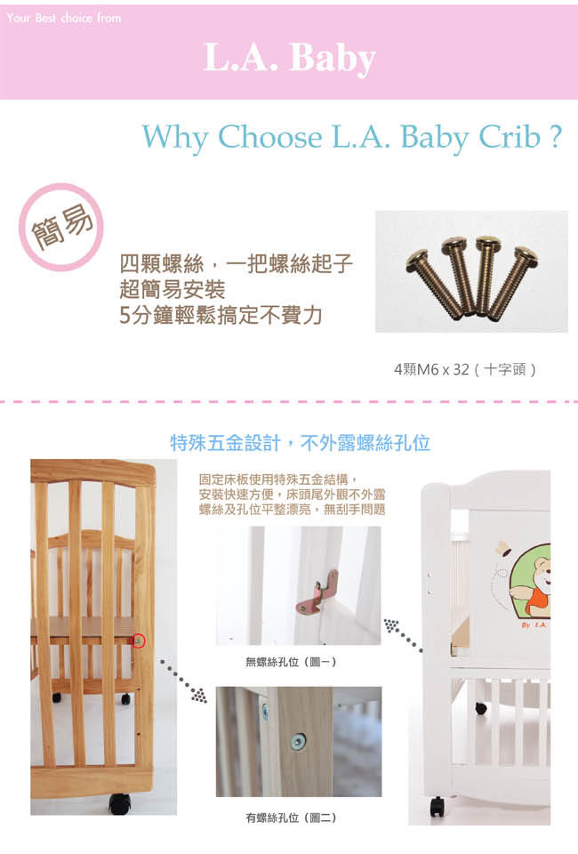 【美國 L.A. Baby】布魯克林三階段嬰兒木床/成長大床/童床-白色(0歲-10歲幼童