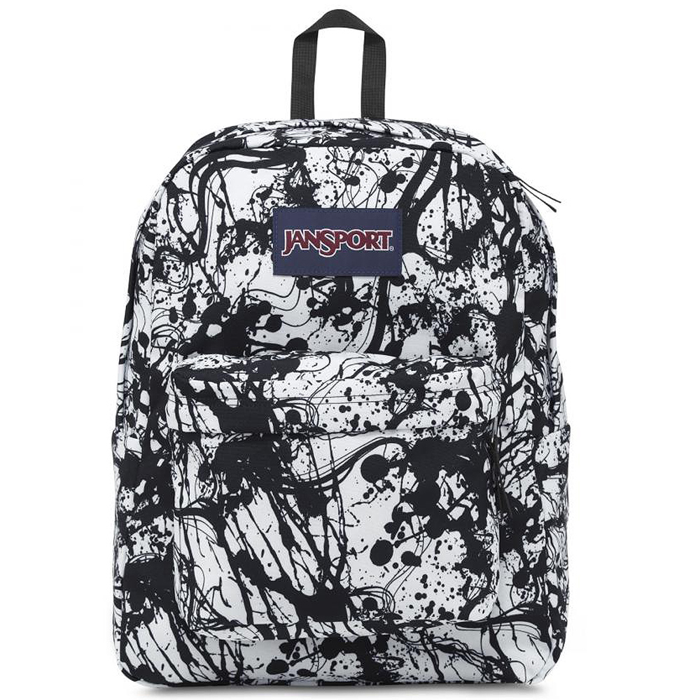 JANSPORT-SUPERBREAK系列校園後背包-黑色漆彈