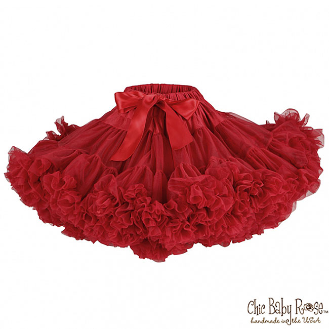 Chic Baby Rose 紅色手工雙層雪紡澎裙