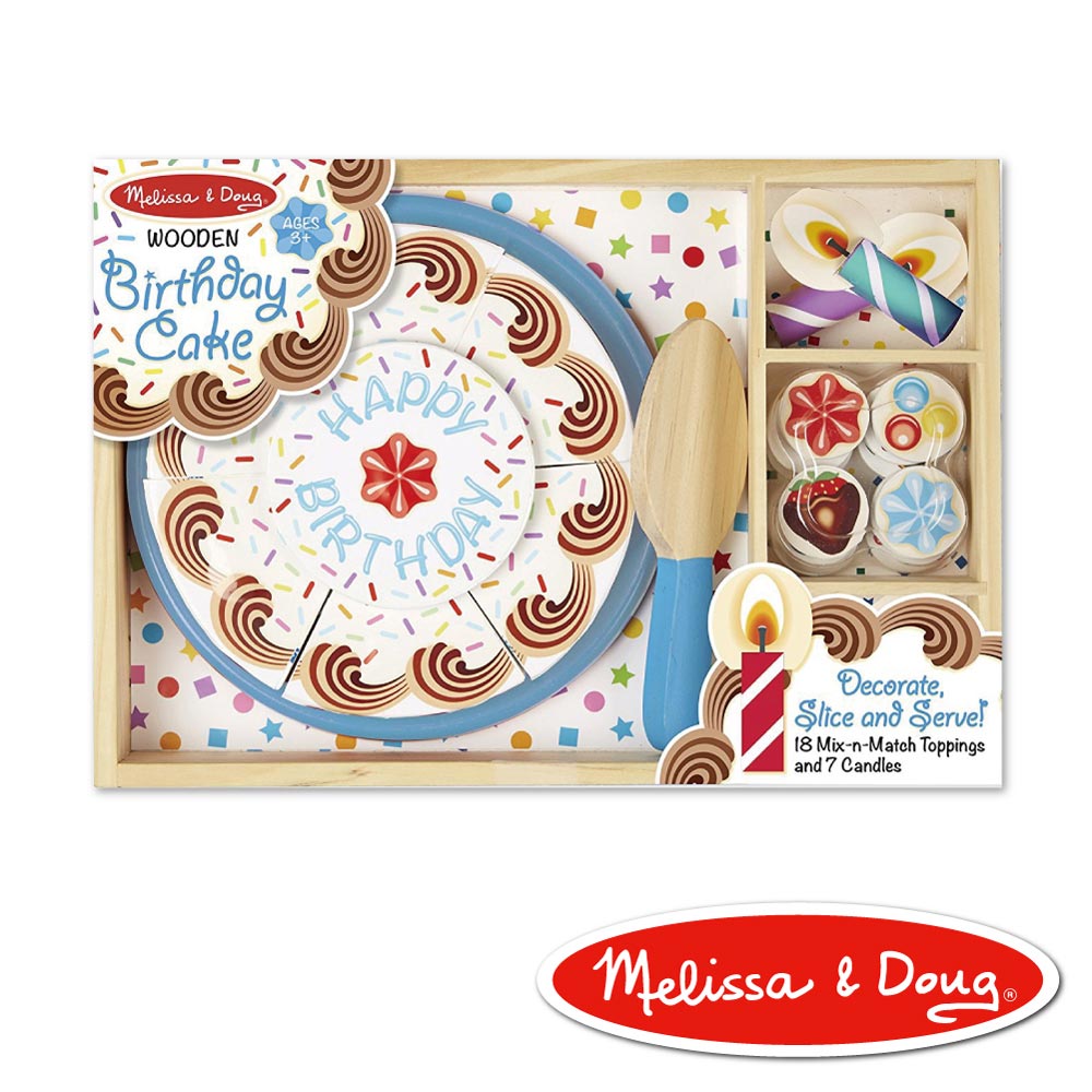 美國瑪莉莎 Melissa & Doug 玩食趣 - 生日蛋糕玩具組 , 藍底