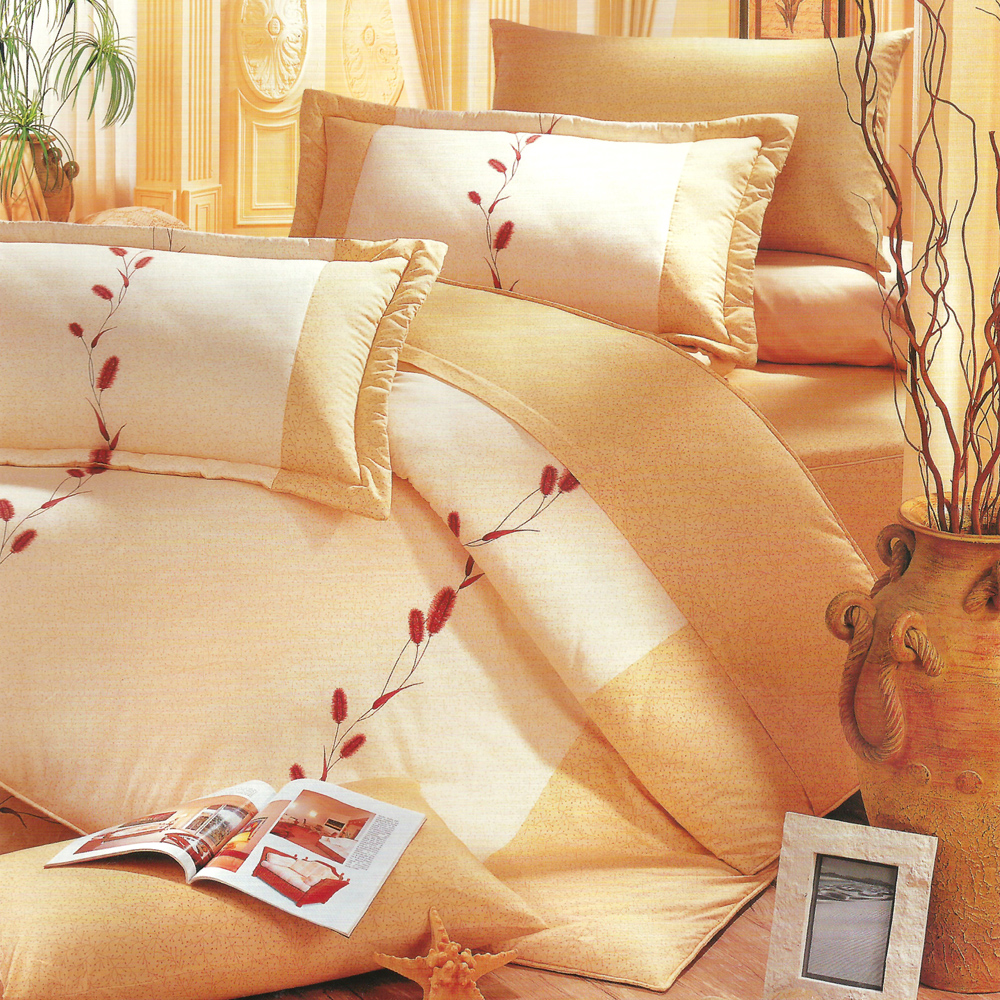 艾莉絲-貝倫 簡樸風采 100%純棉 四件式雙人加大鋪棉兩用被套床包組