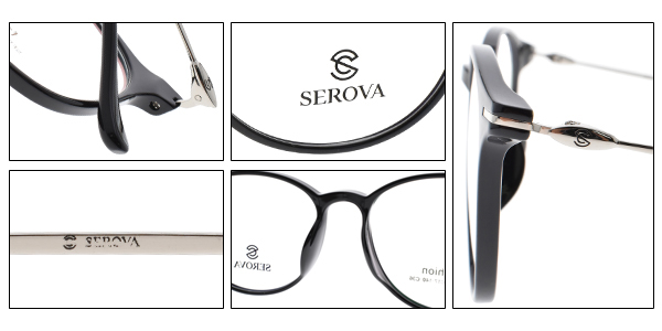 SEROVA眼鏡 簡約設計/黑-銀#SF079 C36