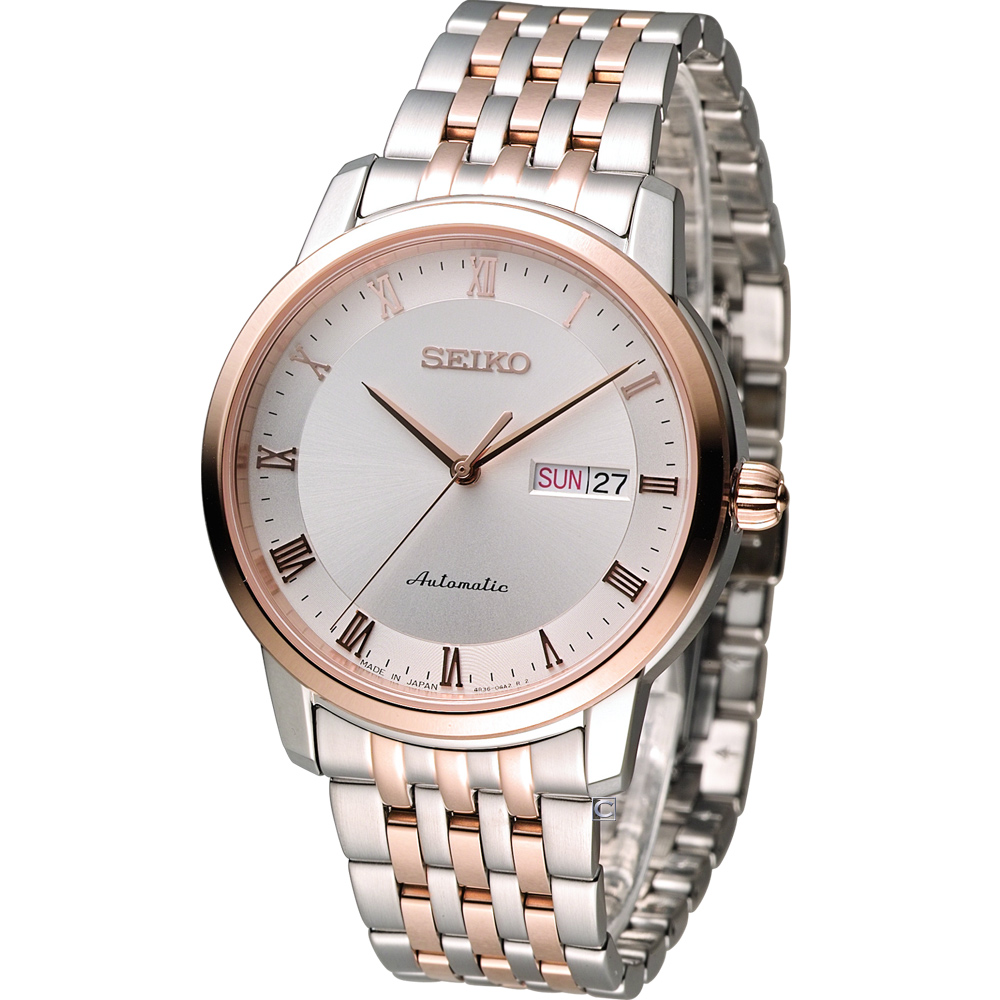 SEIKO Presage 尊爵羅馬經典機械腕錶(SRP696J1)-銀白x雙色/40mm