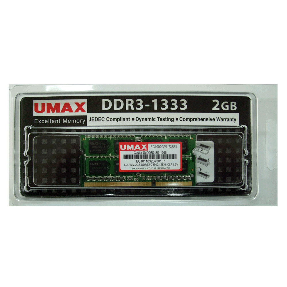 UMAX DDR3-1333 2GB  筆記型記憶體