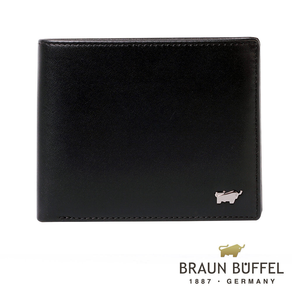 BRAUN BUFFEL - HANS漢斯系列12卡中間翻透明窗皮夾 - 經典黑