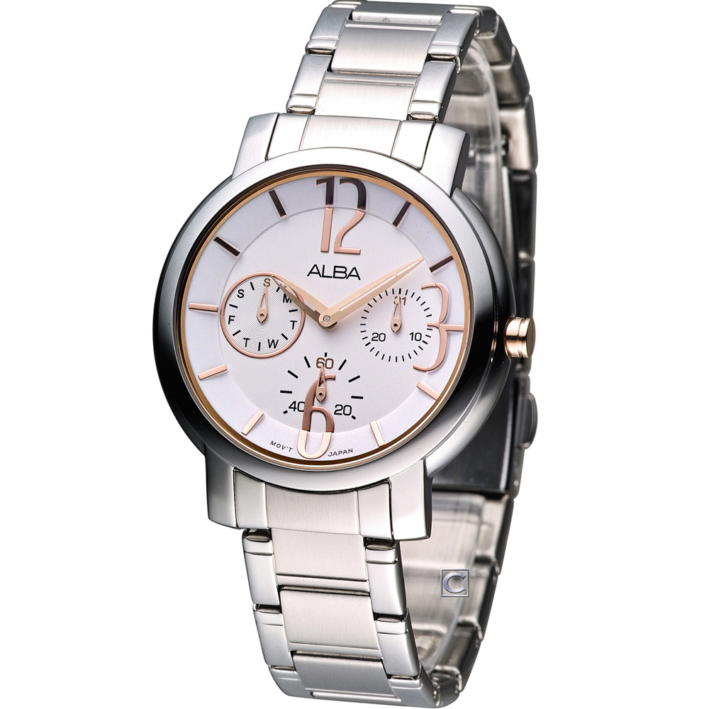 ALBA Lady 東方情人時尚腕錶-白x雙色版/36mm