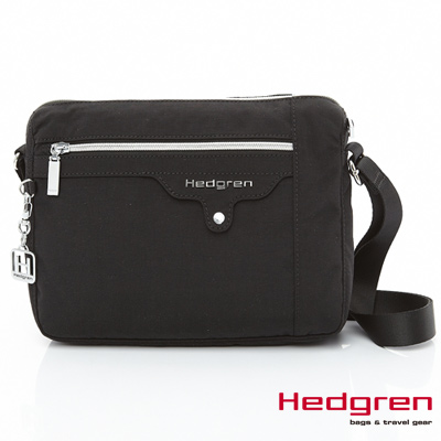 HEDGREN-地鐵系列-前拉鍊加扣側背包-黑色