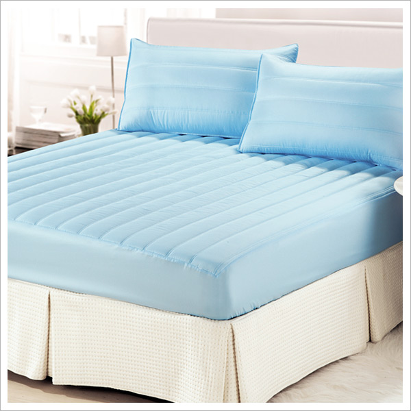 精靈工廠 防潑水粉彩雙人床包式保潔墊-海洋藍