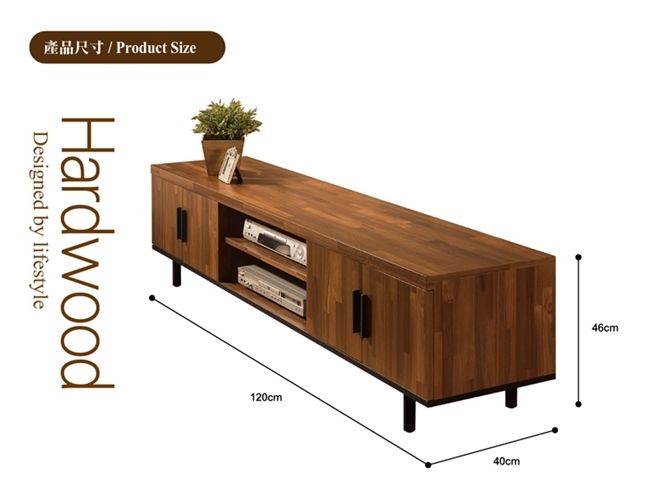 日本直人木業傢俱-工業生活120CM電視櫃-(120x40x46cm)免組