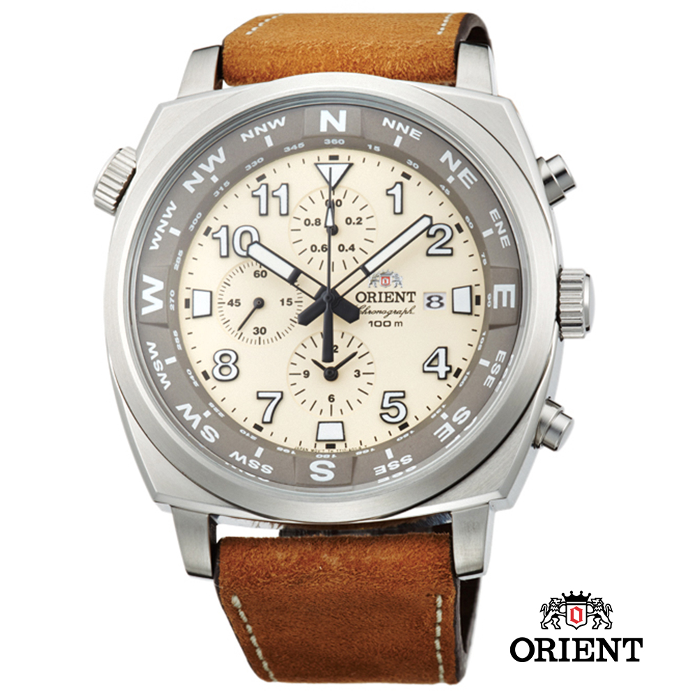 ORIENT 東方錶 HEAVY SPORT系列  東方霸王計時錶-米白色/45.5mm