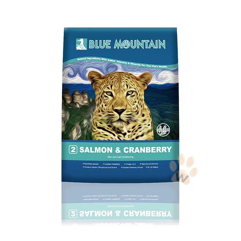 Blue Mountain荒野藍山-無穀專用配方糧-皮毛保健-鮭魚+蔓越莓(貓食)2.2lbs