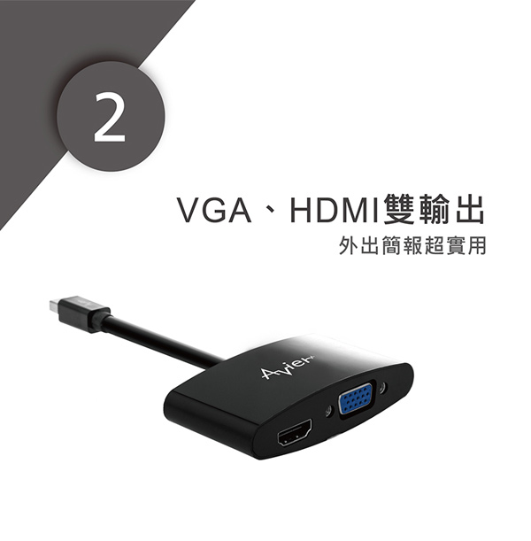 Avier Mini DP 對HDMI+VGA轉接器 MDHV100