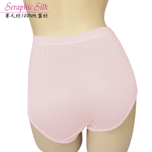 三角褲 100%蠶絲蕾絲高腰內褲2件組M-XL(粉紅) Seraphic