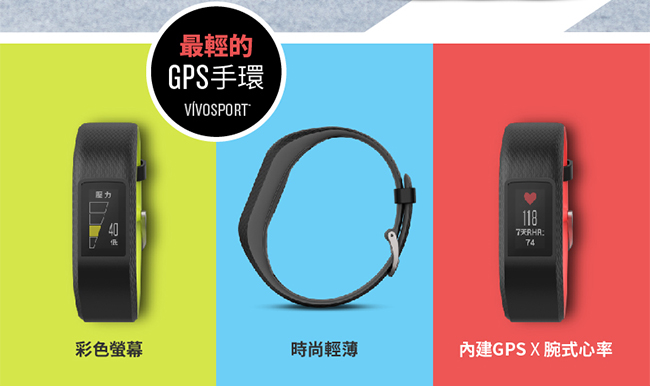 GARMIN Vivosport GPS智慧健康心率手環