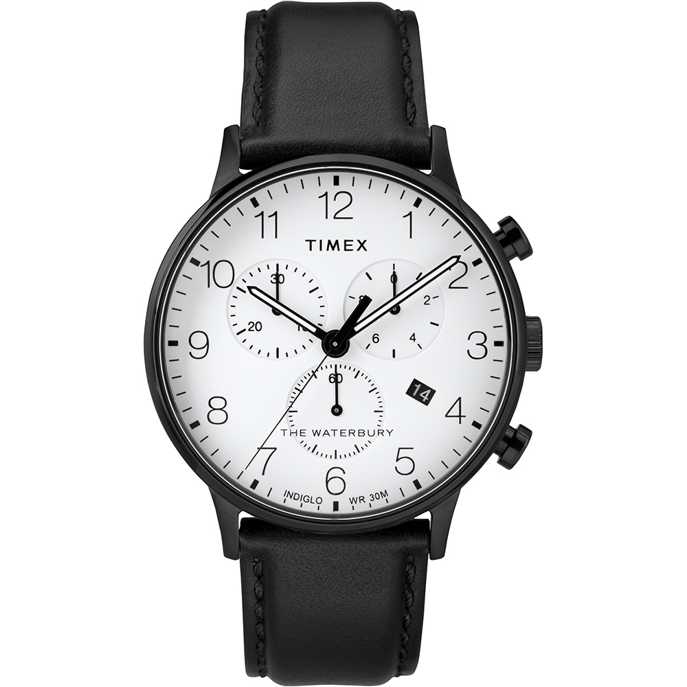 TIMEX 天美時 Waterbury系列 經典簡約三眼計時手錶-白/黑/40mm