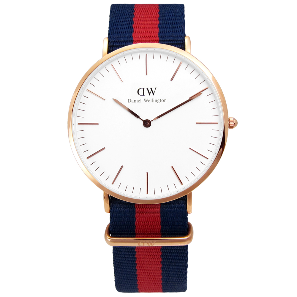 DW Daniel Wellington 尼龍男錶-白/40mm