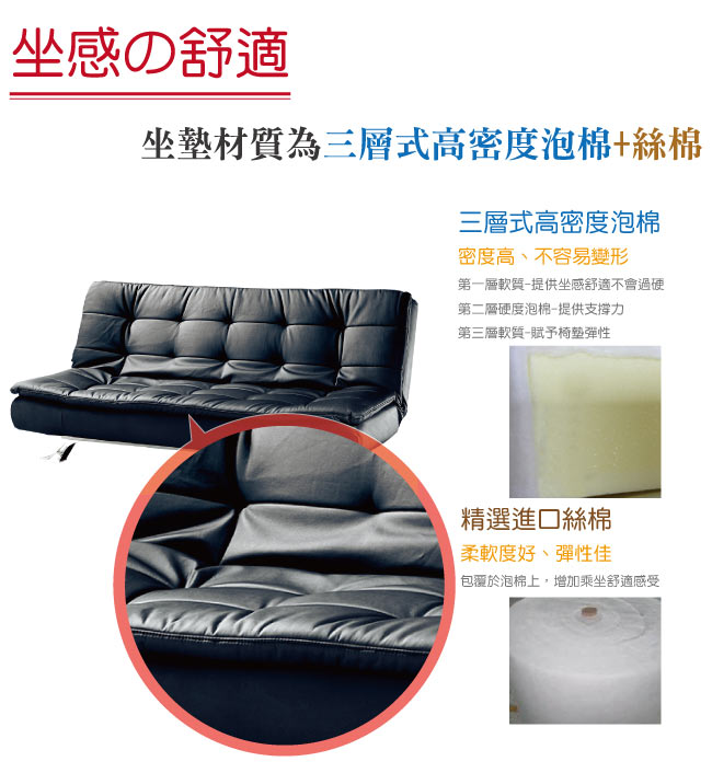 品家居 萊飛亞麻布&皮革展開式沙發床(二色可選)-183x98x83cm-免組