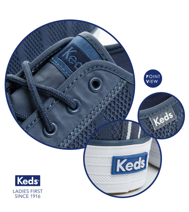 Keds TRIPLE KICK 透氣網布厚底休閒鞋-靛藍