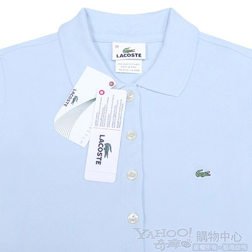 LACOSTE 粉藍色鱷魚標誌短袖POLO衫(10-12歲)