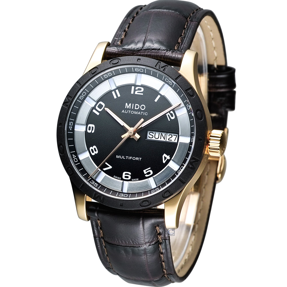 【MIDO 美度】官方授權經銷商M2 Multifort系列時尚機械腕錶-咖啡x玫塊金/38mm