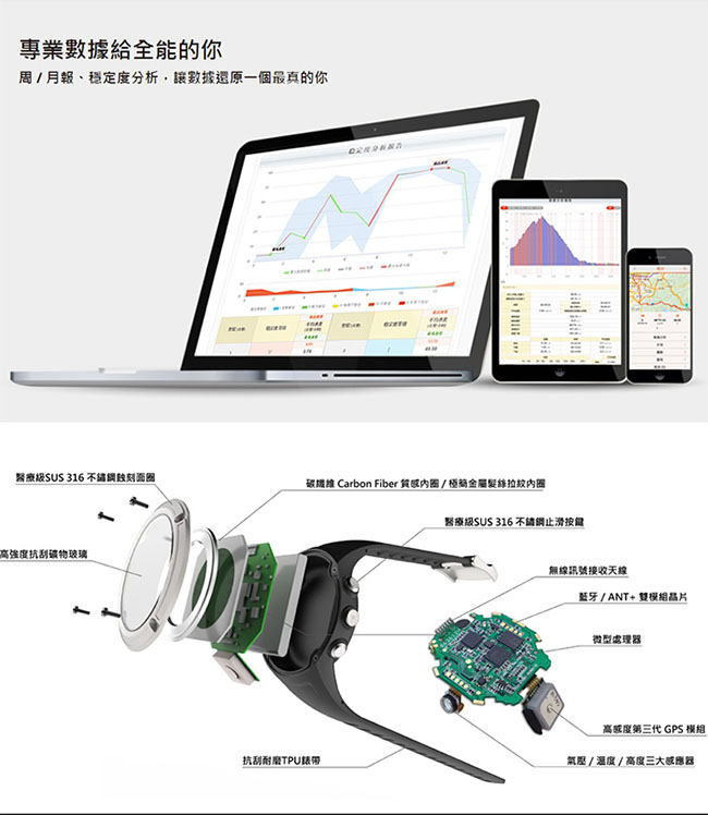 GOLiFE GoWatch X-PRO 全方位智慧戶外運動GPS腕錶-銀色