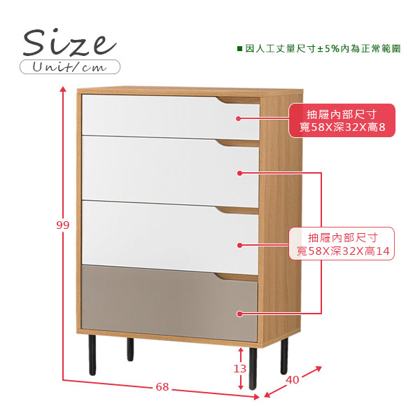 Homelike 米亞四斗櫃 68x40x99cm