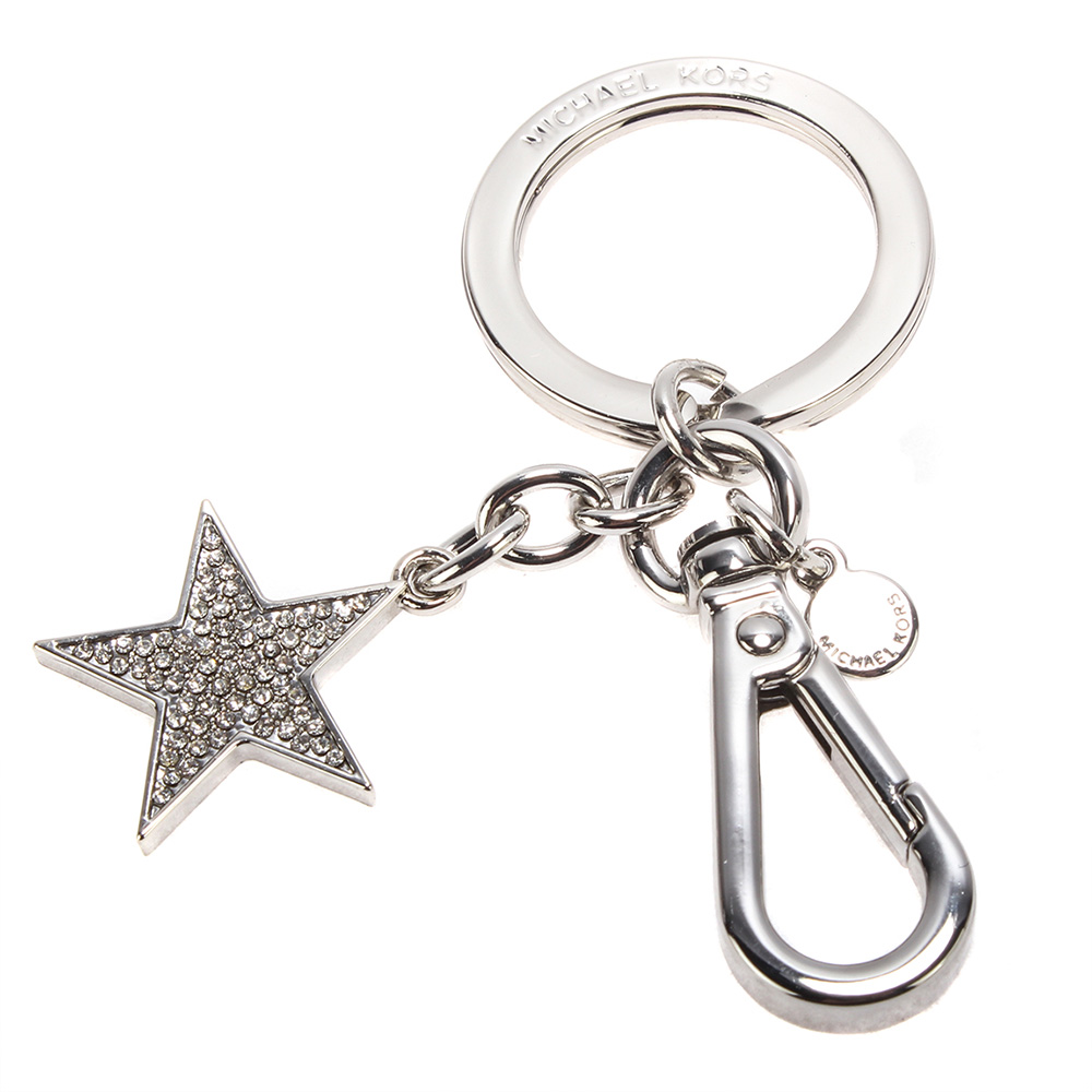 MICHAEL KORS 星星亮鑽可愛造型鑰匙圈吊飾-銀色