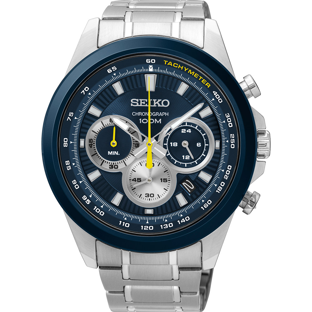 SEIKO精工 CS 破風競速計時腕錶(SSB251P1)-藍/45mm