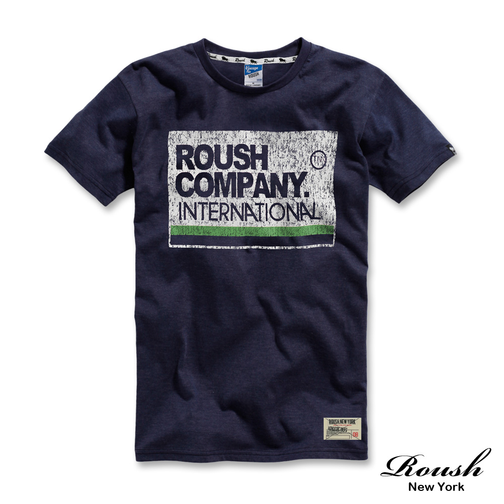 Roush ROUSH COMPANY美式三色破版情侶款短Tee (5色)