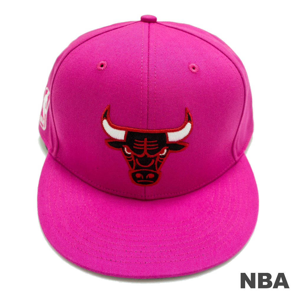 NBA-芝加哥公牛隊LOGO款可調式嘻哈帽-深粉