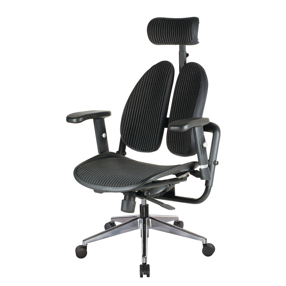 Birdie-德國專利雙背護脊機能電腦椅/辦公椅/主管椅/電競椅-條紋網布款-73x73x110~127cm
