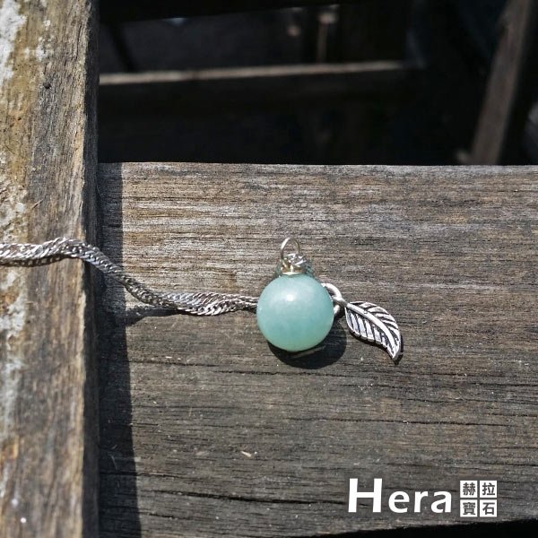 Hera925純銀手作天然天河石羽毛項鍊/鎖骨鍊