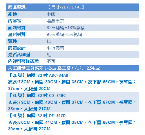 天使霓裳 熱帶南洋 一件式大尺碼泳衣(黑2L~4L)