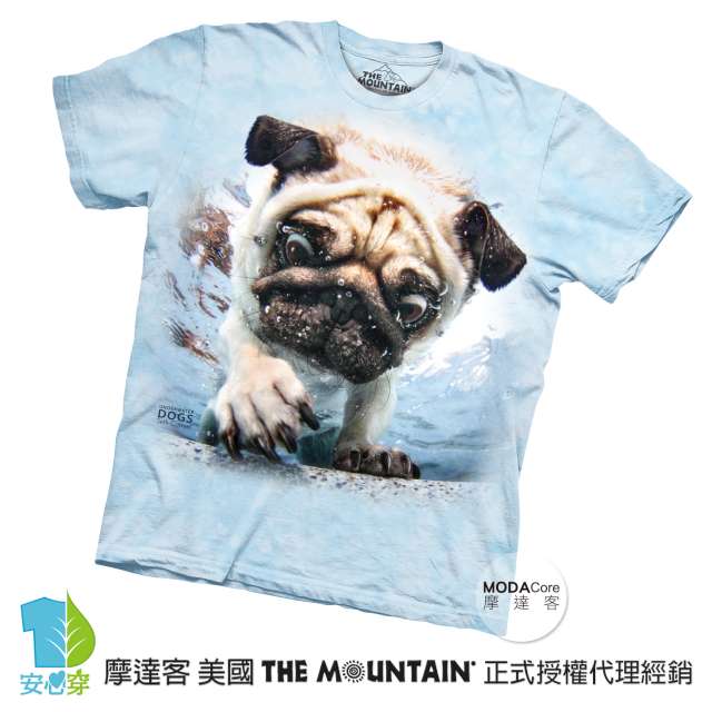 摩達客 美國進口The Mountain 水中巴哥犬 短袖T恤