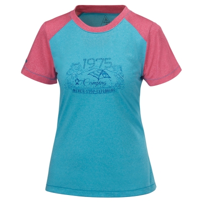 【ATUNAS 歐都納】女款吸濕排汗快乾抗UV短袖T恤 A-T1603W 麻花湖藍