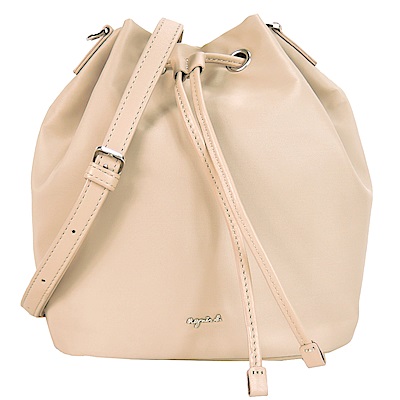 agnes b. 金屬LOGO尼龍兩用水桶包(小/米)