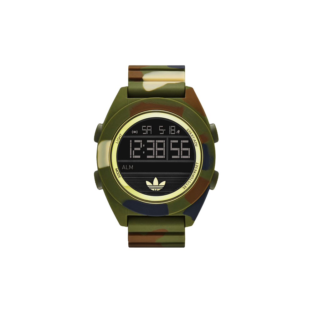 adidas 野戰遊戲迷彩冷光電子腕錶-迷彩綠/52mm