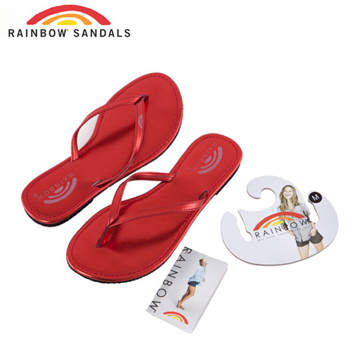 Rainbow Sandals美國金屬感夾腳休閒拖鞋-紅色