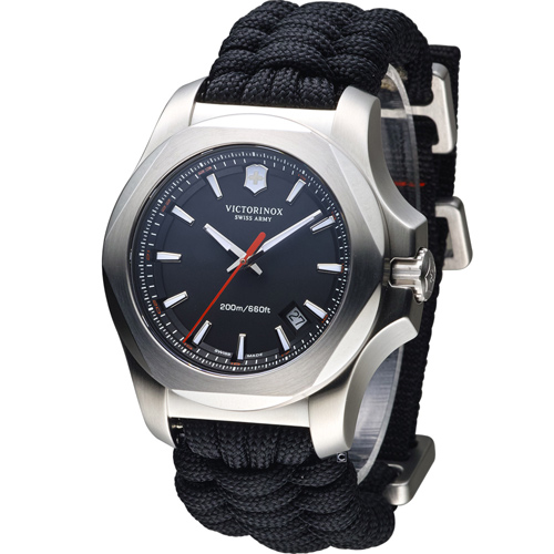 Victorinox 維氏 INOX 軍事標準專業套腕錶-黑/43mm